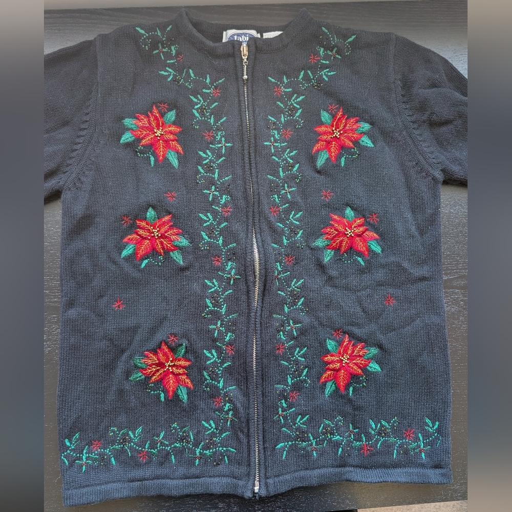 Vintage Tabi Holiday Collection Poinsettia Cardigan - Picture 5 of 9